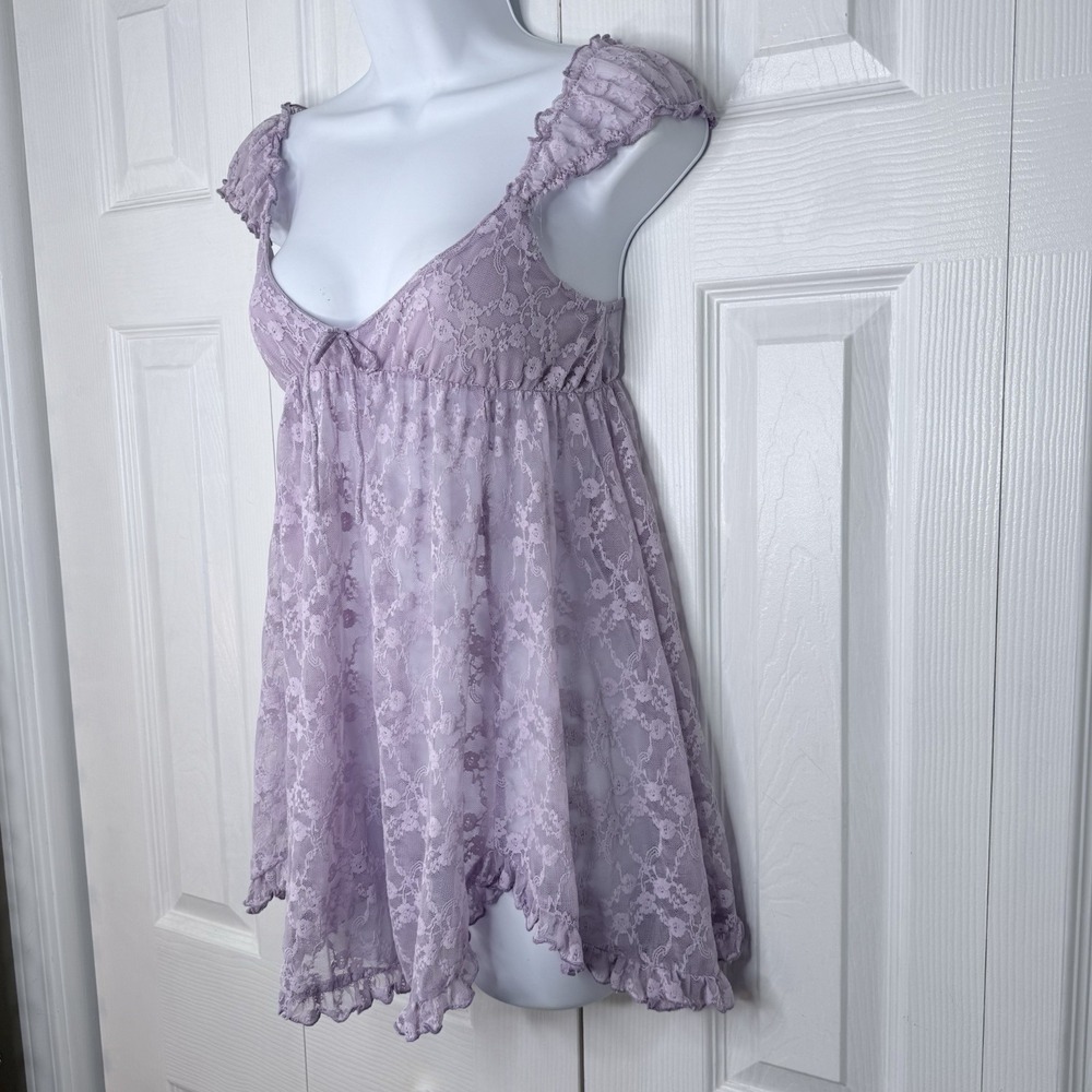Out From Under Urban Outfitters Lavender Sheer Floral Lace Babydoll Slip Dress S